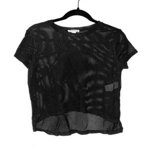 Forever21 cropped black mesh workout tee